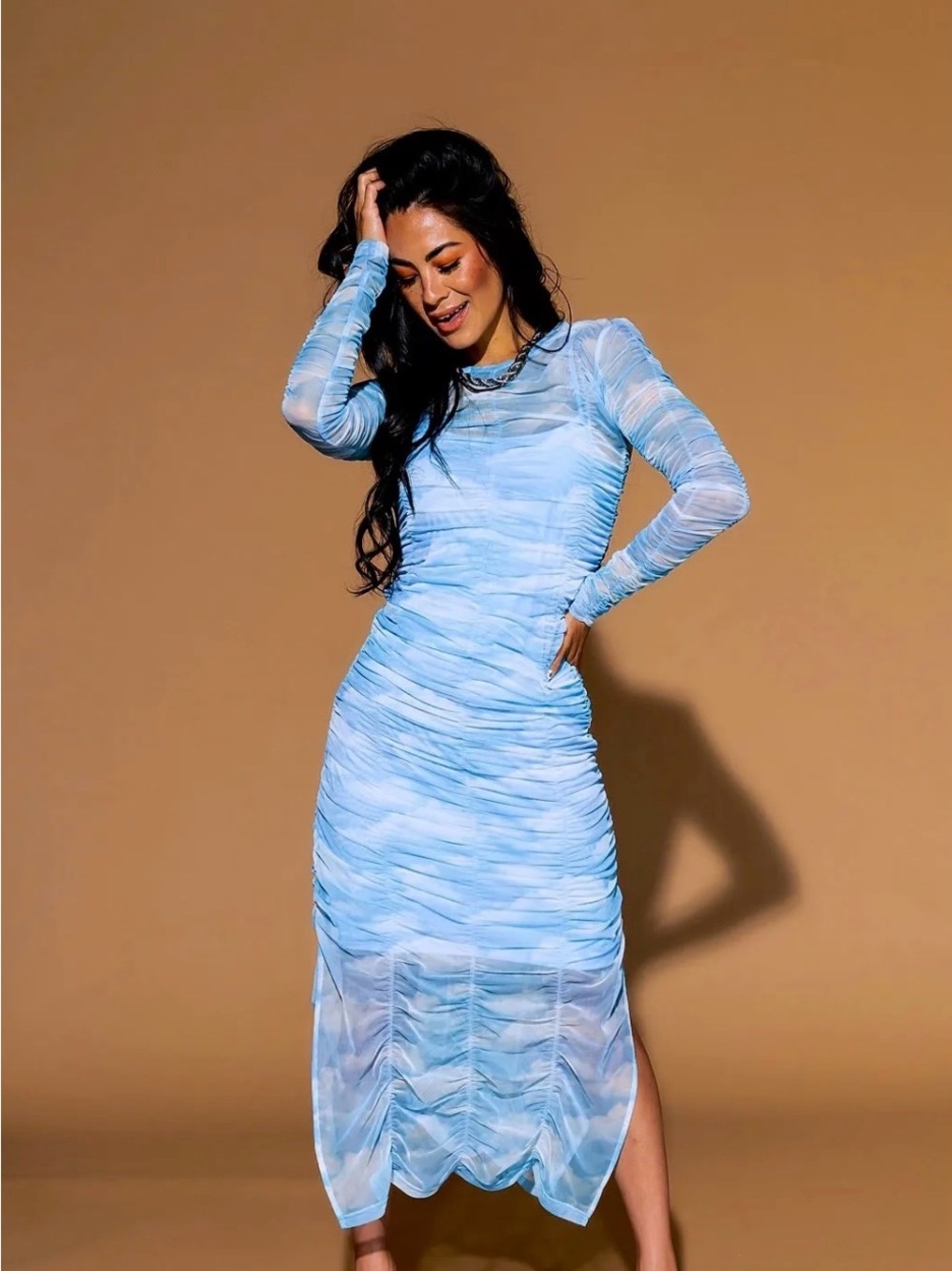 Dressed in LALA -NWOT! Queen of the World” Sheer Cloud Dress with baby blue slip